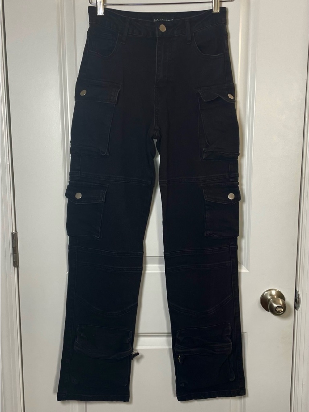 Fashion Nova Black Cargo Pants High Rise Size 3 Y2K Streetwear Utility Women